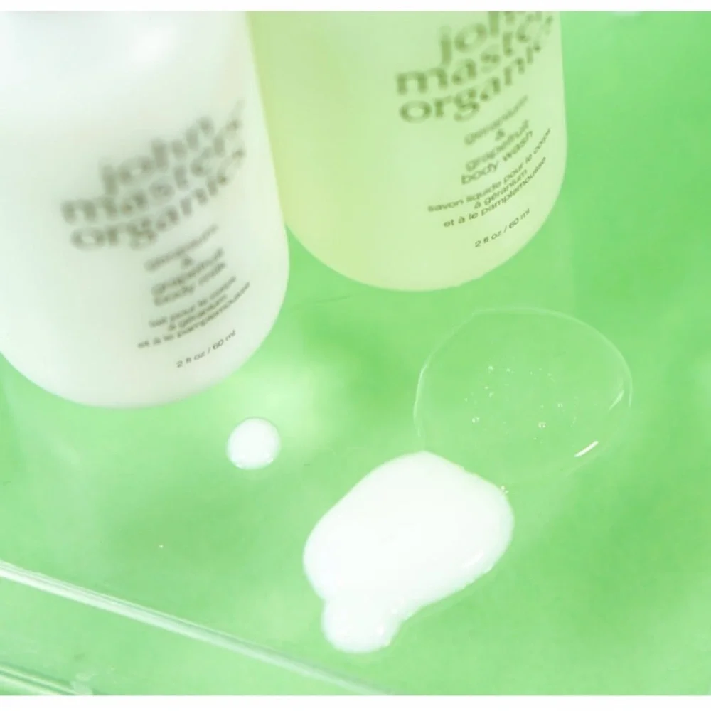 John Masters Organics Body Milk & Body Wash in Geranium & Grapefruit